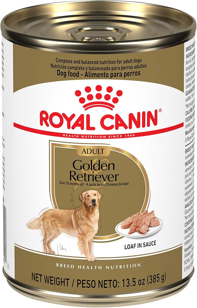 Royal Canin Breed Health Golden Retriever Adult Dry Dog Food, 30 lb bag Breed Health Golden Retriever Loaf in Sauce Canned Dog Food, 13.5 oz can (12-count)