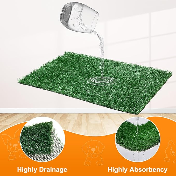 LOOBANI Dog Grass Pad with Tray Large, Indoor Dog Potties for Apartment and Patio Training, with 2 Packs Loobani Dog Grass Pee Pads for Replacement (Tray Potty 23.6 * 35.5inch)