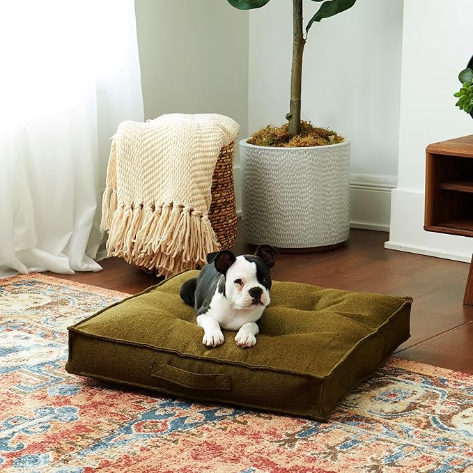 South Pine Porch Mila Square Tufted Pillow Style Dog Bed, Moss, Small (24" x 24")