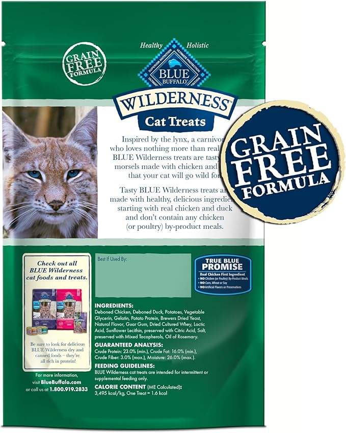 Blue Buffalo Wilderness Soft Cat Treats, Made with Natural Ingredients, Chicken & Duck Recipe, 2-oz. Bag