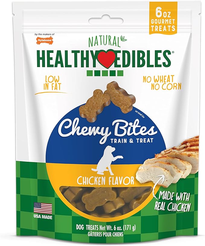 Nylabone Healthy Edibles Chewy Bites Dog Training Treats Chicken 6 oz.