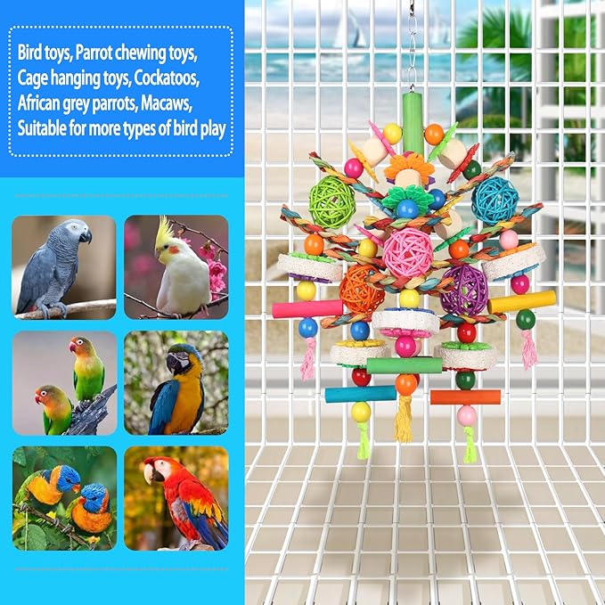 Parrot Toys, Large and Medium-Sized Bird Chew Toys, Suitable for African Gray,Macaws and Various Types of Amazon Parrots