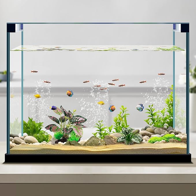 Reptile Artificial Plants, Terrarium Plants Decorations Supplies, Aquarium Fish Tank Plant, Amphibian Habitat Hideout Tank Accessories (M Set-2pcs/A)