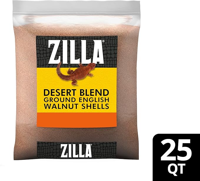 Zilla Desert Blend Substrate, Glass-Friendly Alternative to Sand, Made with 100% English Walnut Shells, Ideal for Desert Reptiles, 25 Quarts