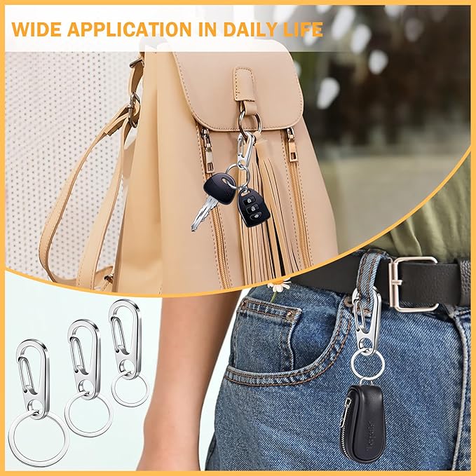 6 Sets Dog Tag Clip Key Ring Clips with 18Pcs Replaceable Dog ID Tag Rings for Collar Split Key Rings for Keychains Jewelry Making Crafts in 3 Sizes, Dog Tag Clip Ring Made of Stainless Steel