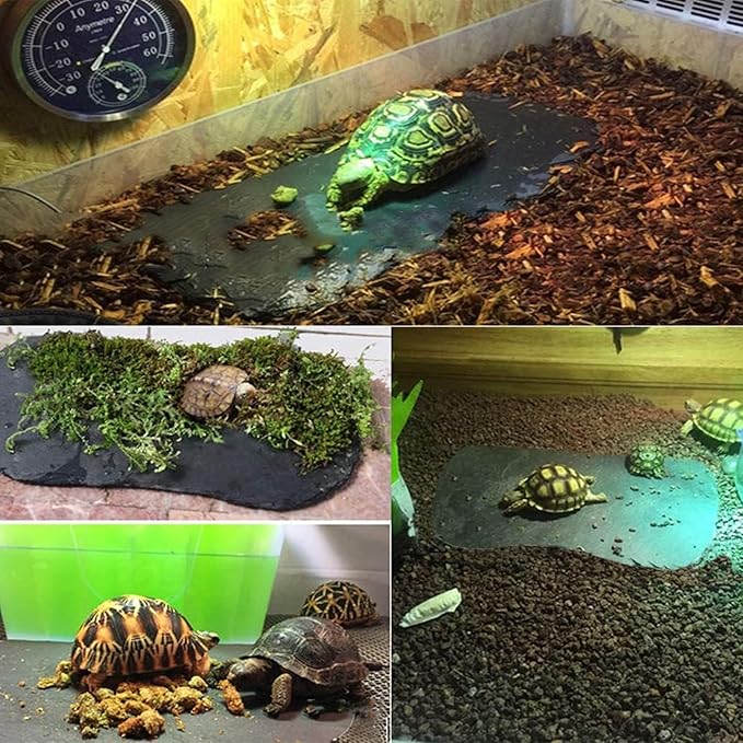 Reptile Basking Platform 15.7''x7.5'' Turtle Rock Plate Food Bowl Feeding Dish Feeding Slate Tortoise Resting Bathing Platform for Lizard Gecko Bearded Dragon Chameleon Snake Frog