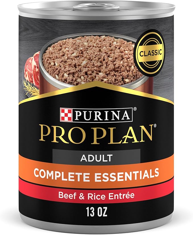 Purina Pro Plan High Protein Dog Food Wet Pate, Beef and Rice Entree - (Pack of 12) 13 oz. Cans