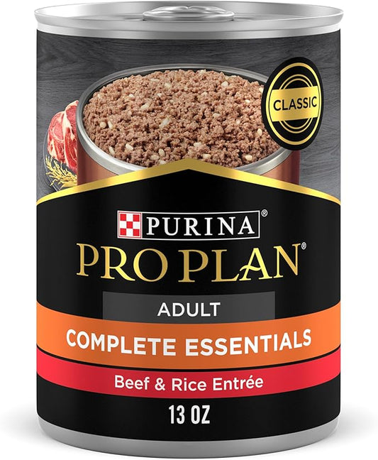 Purina Pro Plan High Protein Dog Food Wet Pate, Beef and Rice Entree - (Pack of 12) 13 oz. Cans