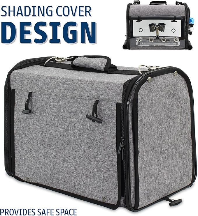 Bird Travel Carrier Portable Cage Premium Small Pet Bag Carrier for Parakeets, Lovebirds, Finch, and Canaries - Airlines Airplane Plane Approved (Grey)