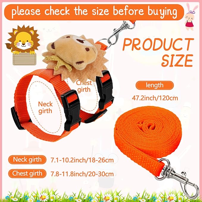 4 Sets Adjustable Bunny Rabbit Harness and Leash Set Small Pet Cute Vest Harness Leash with Decoration for Bunny Ferret Small Pets (Animals)