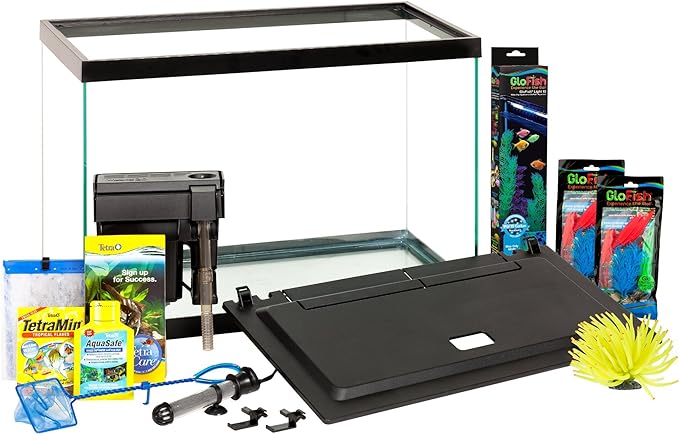 GloFish 20 Gallon Aquarium Kit with LED Lights, Decor Heater and Filter