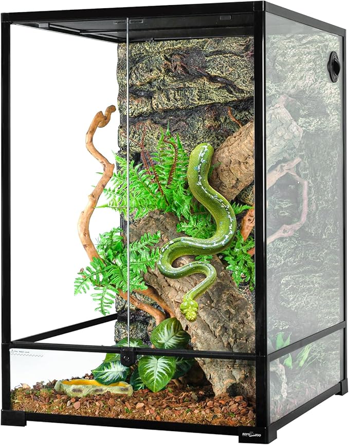 REPTIZOO 90 Gallon Reptile Terrarium 24" x 24" x 36" Large Glass Reptile Tank, Tall Reptile Terrarium with Front Opening Door and Top Screen Ventilation Easy Assembly Reptile Habitat Tank
