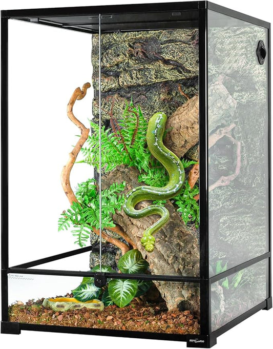 REPTIZOO 90 Gallon Reptile Terrarium 24" x 24" x 36" Large Glass Reptile Tank, Tall Reptile Terrarium with Front Opening Door and Top Screen Ventilation Easy Assembly Reptile Habitat Tank