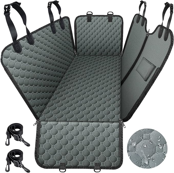 Mancro Dog Car Seat Cover for Back Seat, Waterproof for Dogs with Side Flaps, Scratchproof Dog Hammock for Car, Durable Pet Seat Cover Backseat Dog Cover Protector for Trucks SUVs