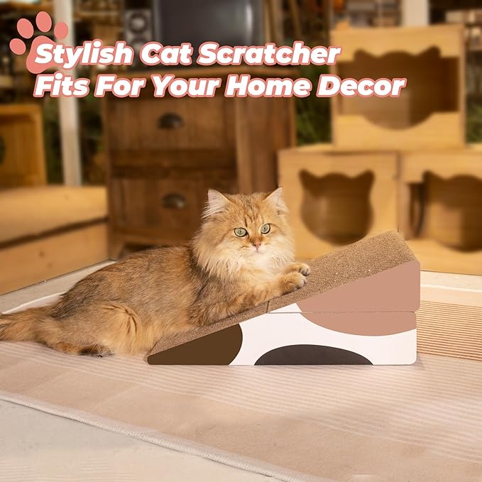 ComSaf Cat Scratcher Cardboard, Kitty Cat Scratching Pad Recycle Corrugate Scratcher Cat Scratch Bed Long Lasting Reversable (Triangle)