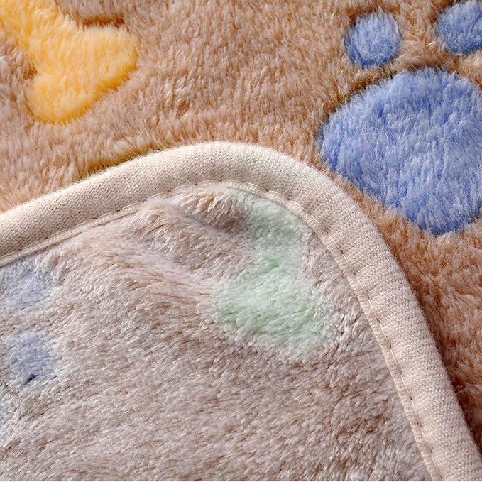 Luciphia 1 Pack 2 Pet Blankets for Dogs Cats, Fleece Print Dog Cat Blankets for Small Medium Large Puppy Kitten, Bone Brown Purple Small (23x16 inch)