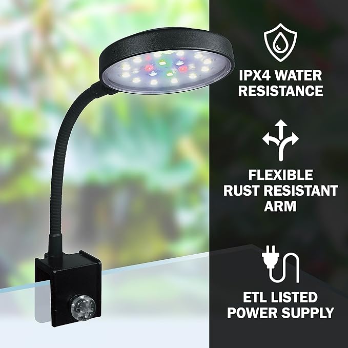 Finnex Vivid Petite Nano Aquarium LED Cliplight, Touch Control, Color Changing