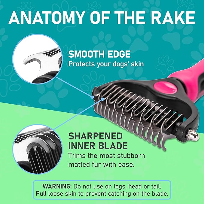 Maxpower Planet Pet Grooming Brush - Double Sided Shedding, Dematting Undercoat Rake for Dogs, Cats - Extra Wide Dog Grooming Brush, Dog Brush for Shedding, Cat Brush, Reduce Shedding by 95%, Pink