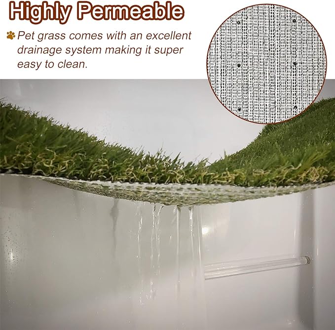 Dog Grass Large Patch Potty, Artificial Dog Grass Bathroom Turf for Pet Training, Washable Puppy Pee Pad, Perfect Indoor/Outdoor Portable Potty Pet Loo (Potty system-45.1"x29.1")