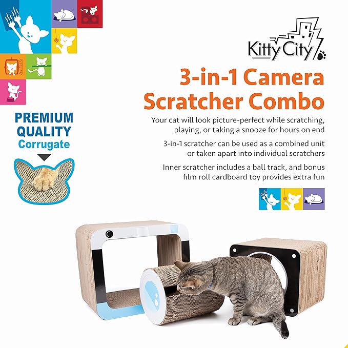 Kitty City 3-in-1 Camera Scratcher Combo