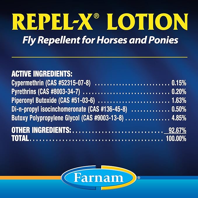 Farnam Repel-X Lotion Fly Repellent for Horses and Ponies lotion 8 ounce (Pack of 2)