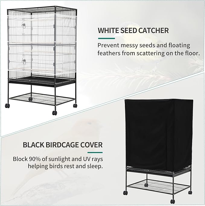 YINTATECH 52 inches Birdcage Cover and Bird Cage Seed Catcher, Bird Cages for Parakeets, Parrot, Cockatiel, Pigeon, Metal Big Bird Cage