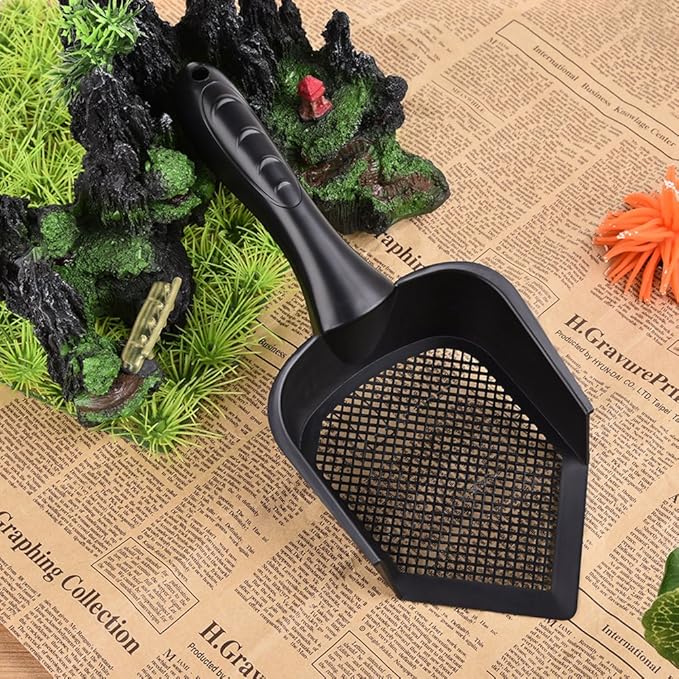 Cat Scooper Fine Sand Sifter Kitty Litter Scoop Sifter Kitty Litter Shovel Pointed End Cat Litter Scoop Pet Reptile Terrarium Bedding Litter Cleaner Corner Scoop Pet Poop Net Shovel Kit