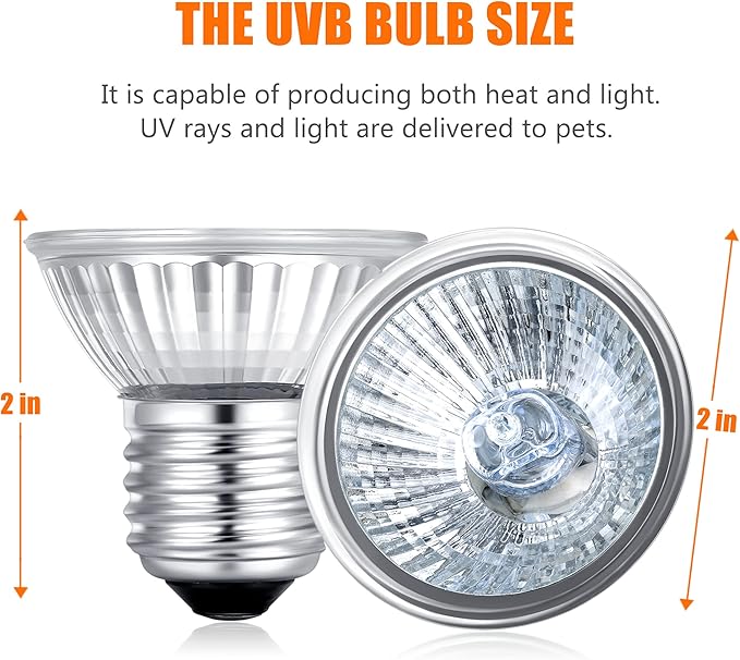 Reptile UV Bulb, 2 Pack Reptile 50W UVB Bulbs, Habitat Basking Heat Bulb, UVB Light Bulb, Reptile Heat Lamp Bulb for Terrarium(E27,110V)