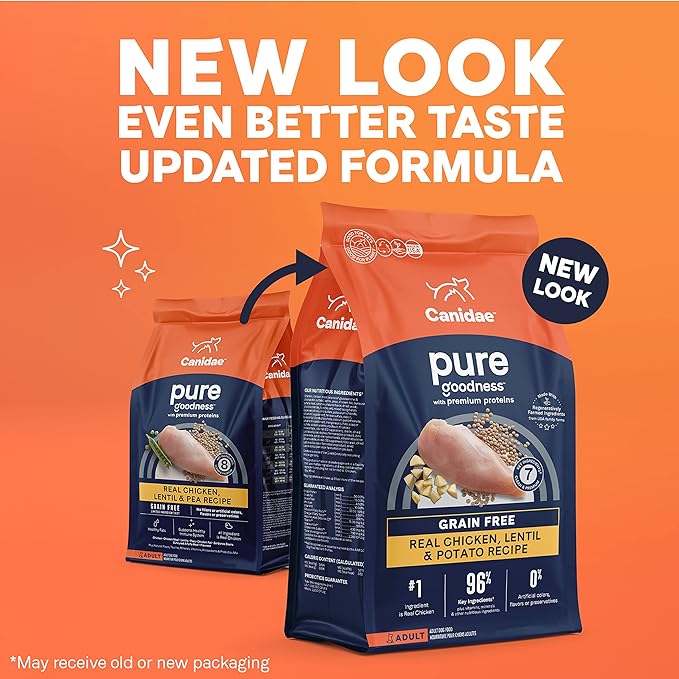 Canidae Pure Limited Ingredient Premium Adult Dry Dog Food, Real Chicken, Lentil & Potato Recipe, 4 lbs, Grain Free
