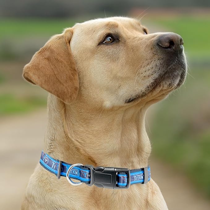 Pets First NFL Tennessee Titans Licensed PET COLLAR, Small - Heavy-Duty, Strong, and Durable Dog Collat. Available in 32 Football Teams