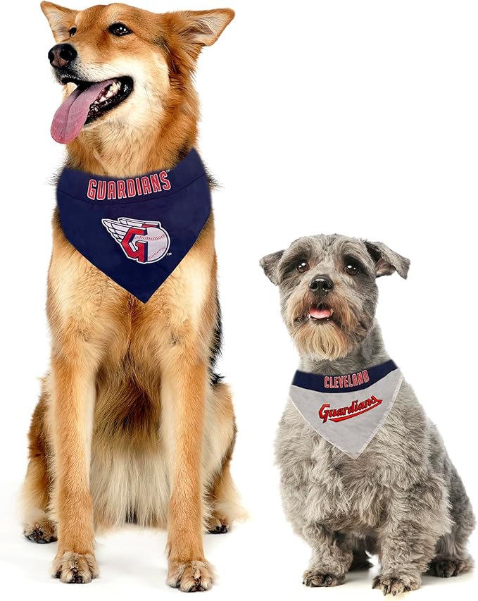 Pets First MLB Cleveland Guardians Reversible Bandana Large/X-Large for Dogs & Cats. 2 Sided Sports Bandana,Premium Embroidery Team Logo-2 Sizes & All MLB Teams Available,Team Color,CLG-3217-L-XL
