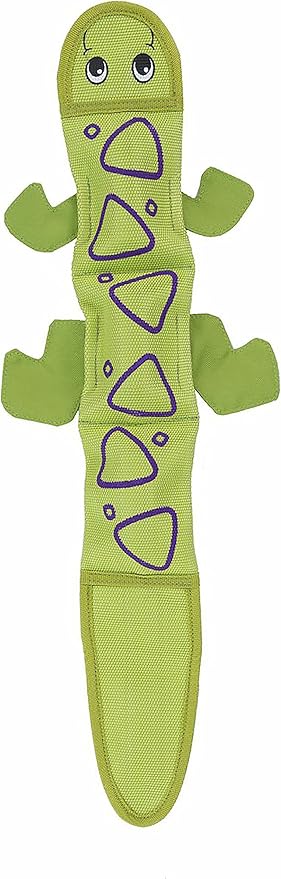 Outward Hound Fire Biterz Green Lizard Plush Firehose Material Interactive Dog Toy, Large