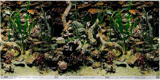 Penn-Plax DBC2448CB Double Sided Aquarium Background | Multi-Color | Measures 24"x48" | Easily add visual interest to your tank