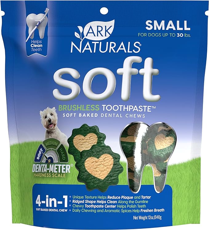 Ark Naturals Soft Brushless Toothpaste, Dog Dental Chews for Small Breeds, Freshens Breath, Unique Texture Helps Reduce Plaque & Tartar, 12oz, 1 Pack