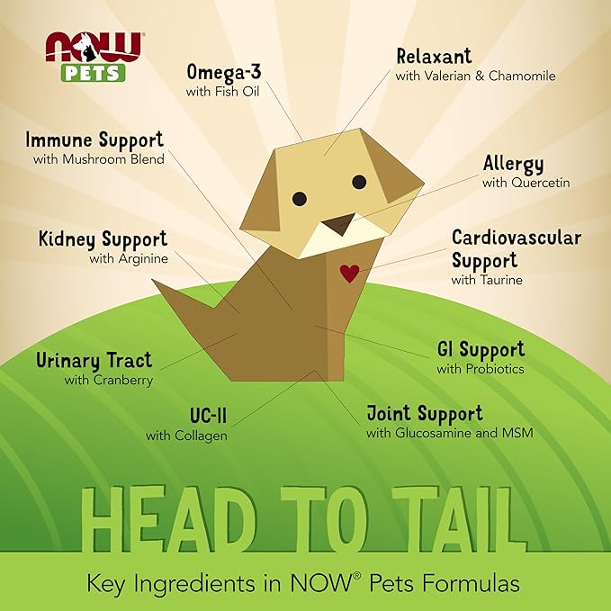 NOW® Pets, UC-II® Advanced Joint Mobility for Dogs and Cats, Veterinarian formulated, Help Maintain Cartilage and Connective Tissue*, 60 Chewable Tablets (60 Grams)