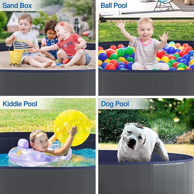Niubya Foldable Dog Swimming Pool, Collapsible Hard Plastic, Portable Bath Tub for Pets Dogs and Cats, Pet Wading Pool for Indoor and Outdoor, 72 x 12 Inches
