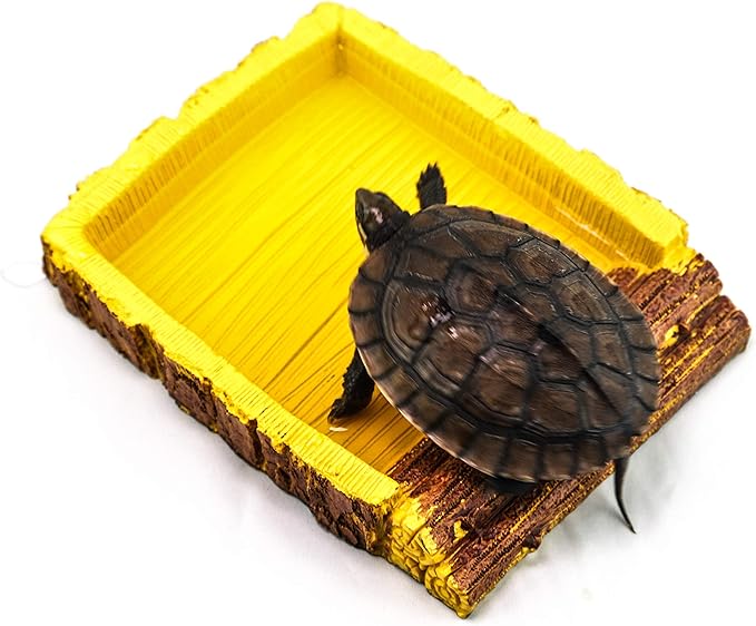 AQUA KT Reptile Ramp Water Bowl Food Dish for Lizard Snake Tortoise Beard Dragon Amphibians Feeding Terrarium Habitat