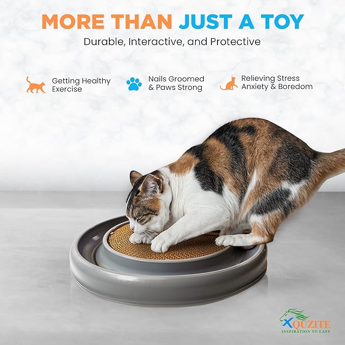 Cat Ball Track - Cat Scratching Ball Spinner, Indoor Toys for Kittens or Adult Cats, Cat Toy with Ball Inside Scratch Pad, Large Interactive Kitten Scratcher Board with Cat Crinkle Balls