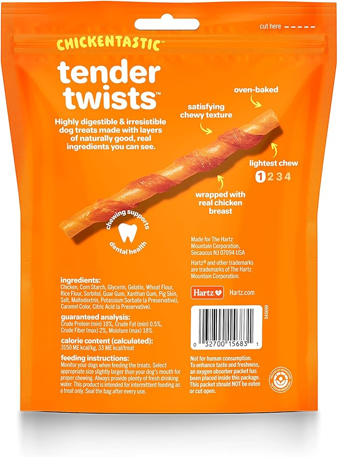 Hartz Oinkies Rawhide-Free Tender Treats Wrapped with Chicken Dog Treats Chews, 36 Count, Highly Digestible, No Artificial Flavors, Perfect for Smaller and Senior Dogs
