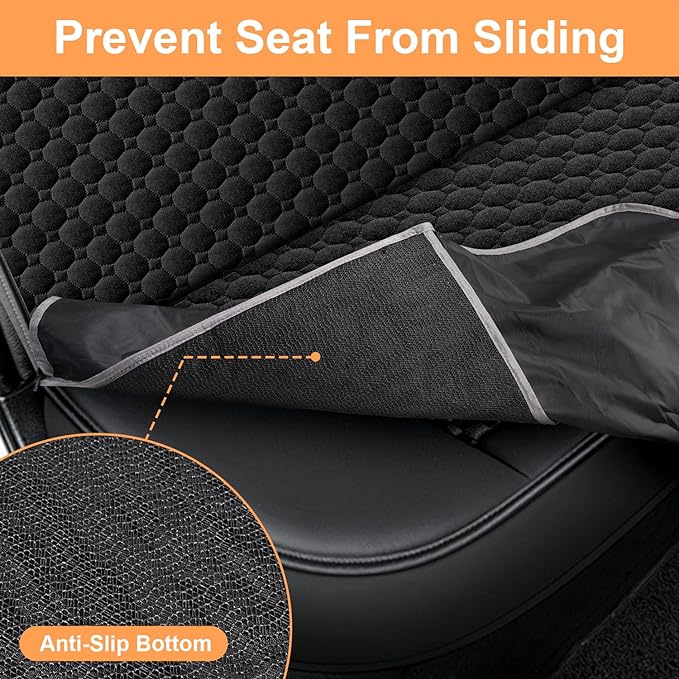 Mancro Dog Seat Cover for Back Seat, Scratchproof Dog Car Seat & Waterproof Dog Hammock for Car with Side Flaps, Durable Nonslip Dog Car Seat Cover，Black, X-Large