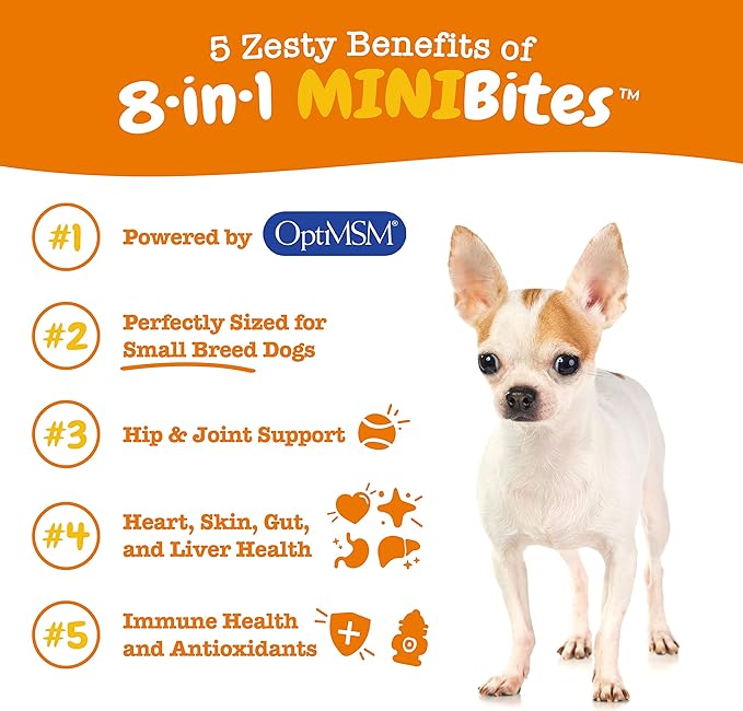 Zesty Paws Multivitamin Treats for Dogs - Glucosamine Chondroitin for Joint Support + Digestive Enzymes & Probiotics - Grain Free Dog Vitamin for Skin & Coat + Immune Health - Chicken - Mini - 90ct