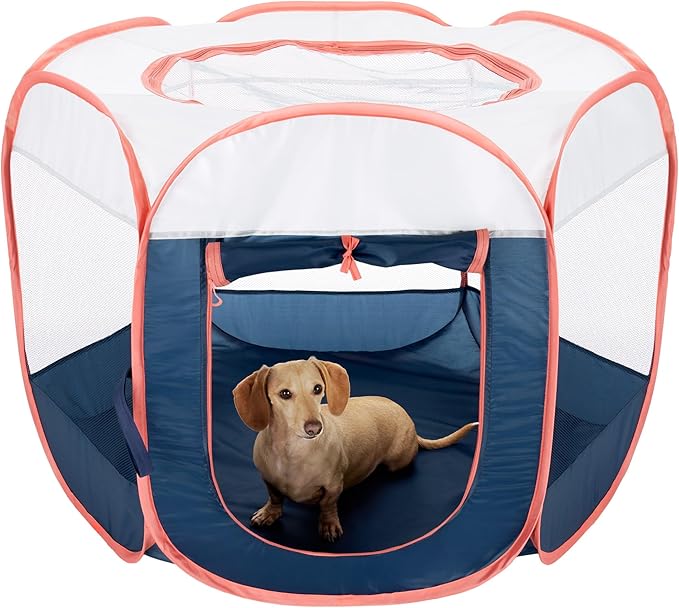 Furhaven Pop Up Playpen Pet Tent Playground - Navy, Medium