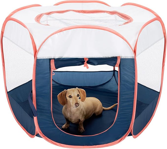 Furhaven Pop Up Playpen Pet Tent Playground - Navy, Medium
