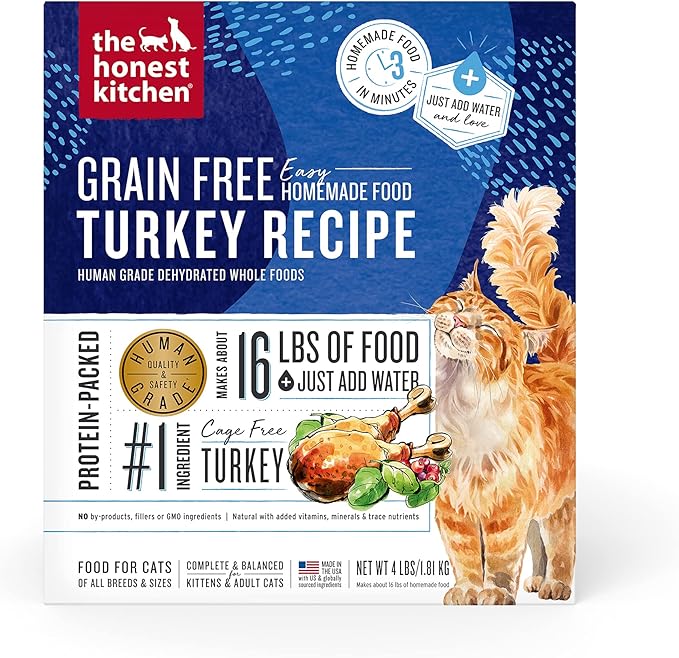 The Honest Kitchen Dehydrated Grain Free Turkey Cat Food, 4 lb Box