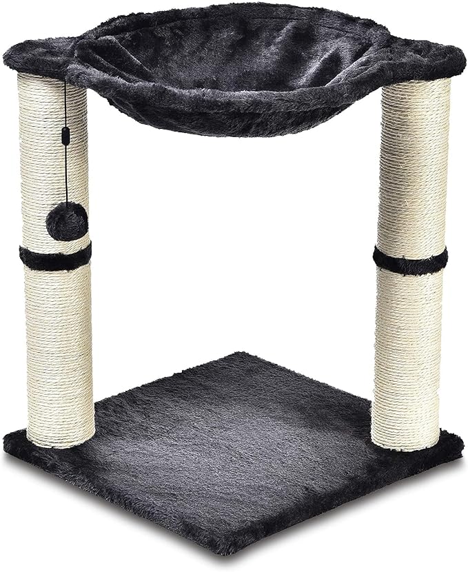 Amazon Basics Cat Tower with Hammock and Scratching Posts for Indoor Cats, 15.8 x 15.8 x 19.7 Inches, Gray