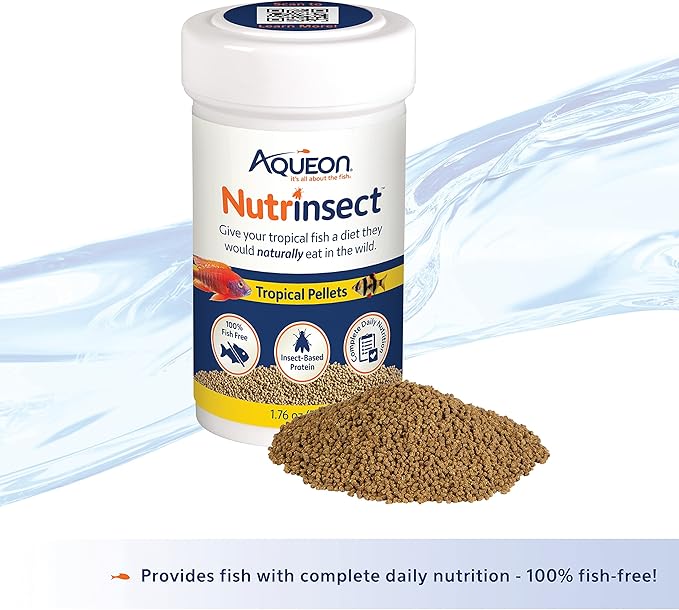 Aqueon Nutrinsect Fish-Free Fish Food, Tropical Pellets, 1.76 oz