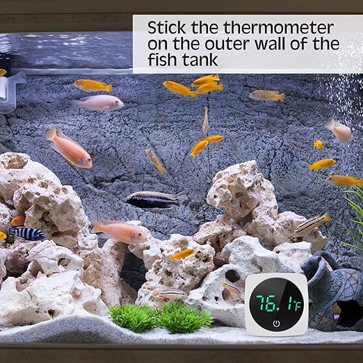 2 Pcs Digital Aquarium Thermometer Fish Tank Thermometer Accurate LED Display Adhesive Aquarium Temperature Tank Water Temperature Measurement for Fish, Axolotl, Turtle or Aquatic