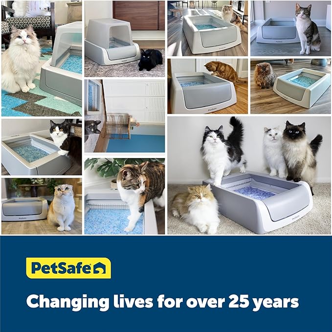 PetSafe ScoopFree Crystal Smart Front-Entry Self-Cleaning Cat Litter Box - WiFi & App Enabled - Hands-Free Cleanup with Disposable Crystal Trays - Less Tracking, Superior Odor Control