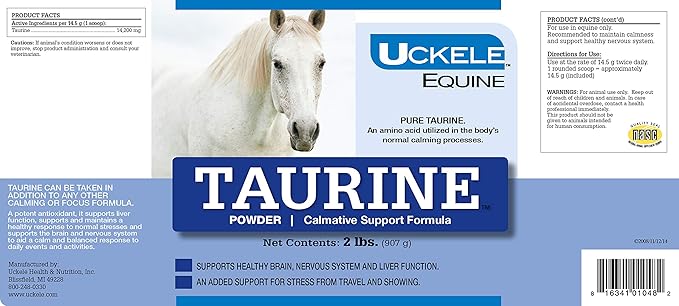 Uckele Taurine Horse Supplement - Calmative Support Formula for Horses - Equine Vitamin & Mineral Supplement - 2 pound (lb)