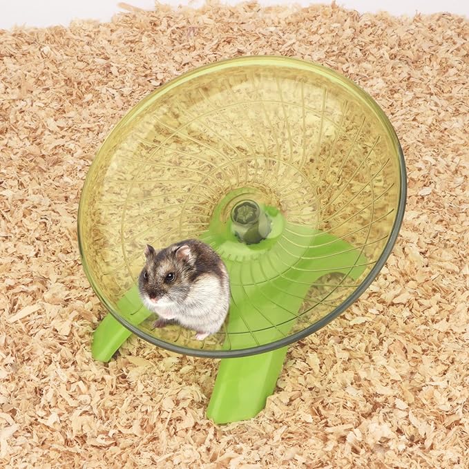 Hamster Wheel Silent Hamster Exercise Wheel Running Spinner Hamster Flying Saucer for Hamsters Gerbils Mice and Other Small Pets (Green)